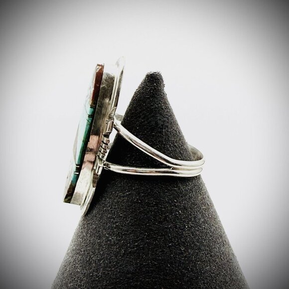 BRANDON ETCITTY STERLING NO. 8 TURQUOISE RING SZ 10 - Picture 5 of 5